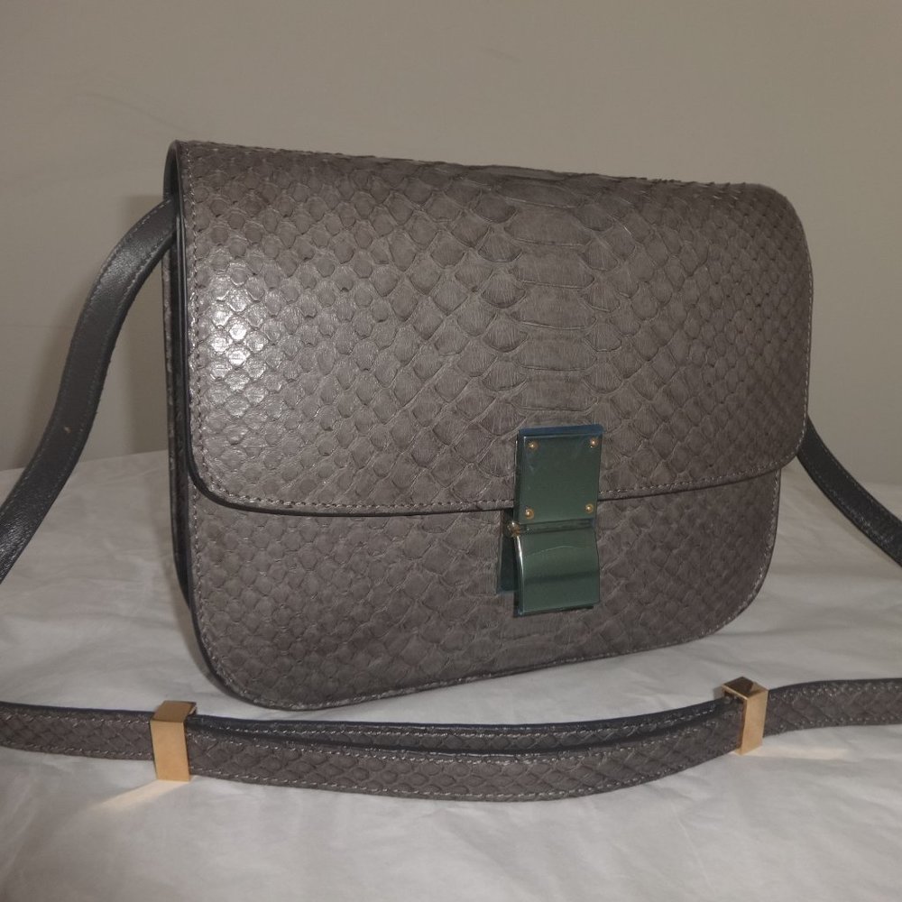 Cline Classic Box Medium Gray Python Skin Leather - image 2